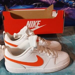 Nike White and Bright Orange Athletic Shoes